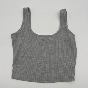 PS Basics by‎ PacSun Womens Gray Waffle Knit Thermal Cropped Tank Top Size S